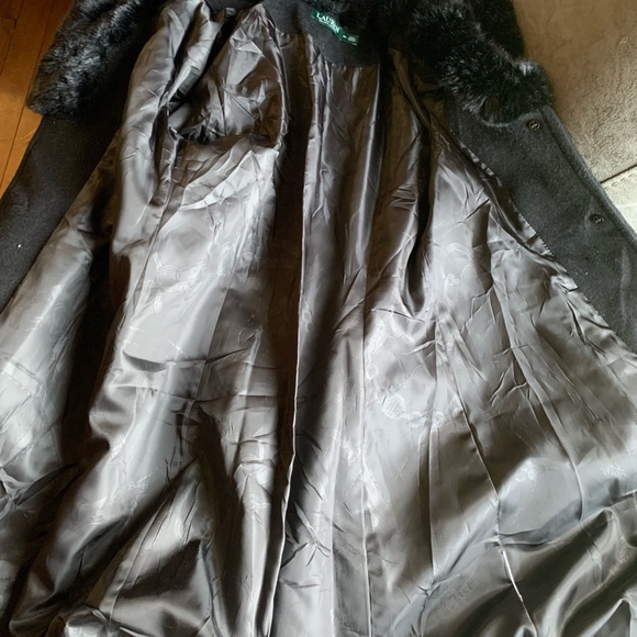 Ralph Lauren womens fall winter coat black fur collar size 8 petite - Picture 5 of 5